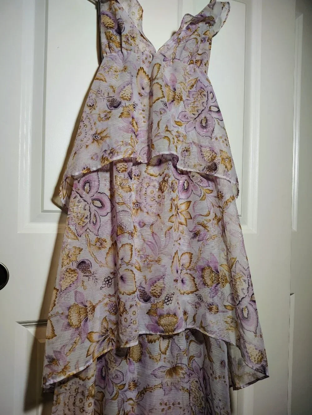 Victoria Secret Vintage Blossom Chiffon Ruffled Maxi Dress Violet Floral Fairy - Picture 6 of 10